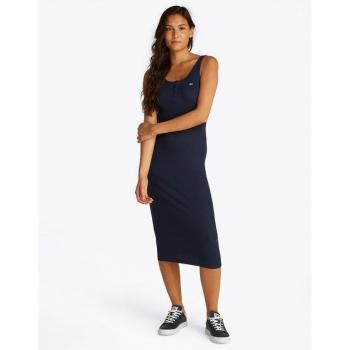 Robe midi bleu marine Tommy Hilfiger avec texture côtelée