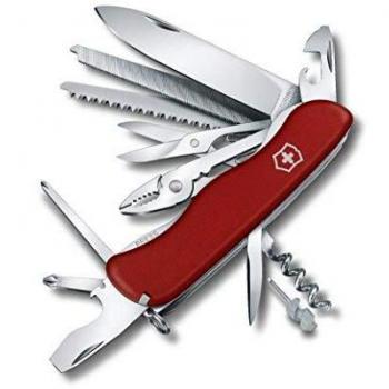 Official Product Name: Victorinox Work Champ Swiss Army Pocket Knife, Large, Multi Tool, 21 Functions, Locking Blade, Red
