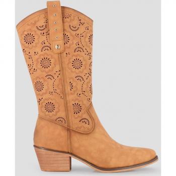 Botas Vicky Alta Camello Sintético