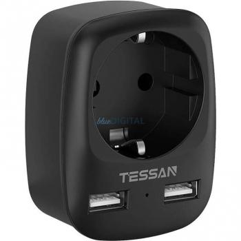 Adattatore TESSAN con 1 outlet e 2 porte USB, grigio