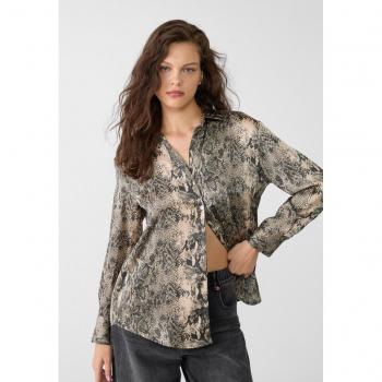 Stradivarius Camicia Satina Revers Kaki XL