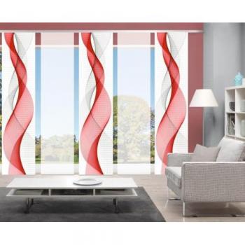 Schiebegardine HOME WOHNIDEEN OPALIA 5ER SET Gr. 1, rot, B:60cm H:245cm, Microfaser, Polyester, Gardinen, HxB: 245x60