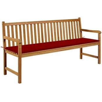 Banc de jardin confortable en teck avec coussin gris 175 cm