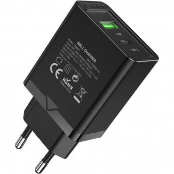 Chargeur muraux Vention FBBB0‑EU Noir 20 W – 1 USB‑C et 1 USB