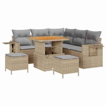 Arreglo de Sofás Jardín 8 Pcs Vidaxl con Cojines Beige