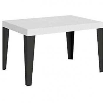 Table à Manger Flame Extensible 90x130/390 cm Frêne Blanc Anthracite