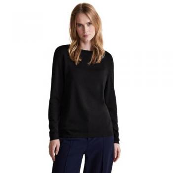 Schwarzer Rundhals-Pullover für Frauen – STREET ONE Basic