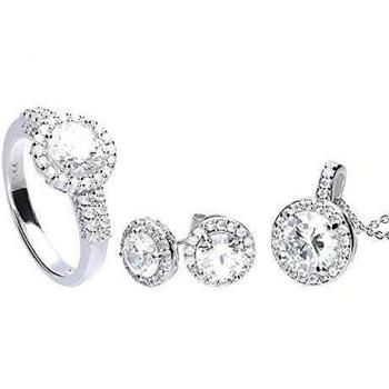 Set de Anillo, Pendientes y Colgante en Plata de Ley