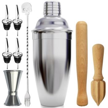 Bar Set Completo 9 Pezzi: Shaker, Versatore, Misurini