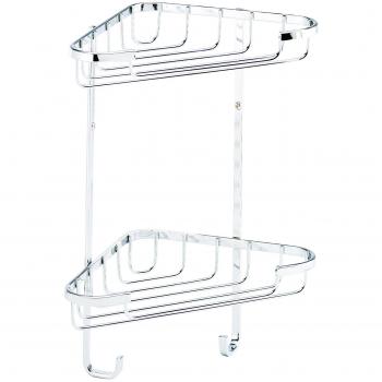 Croydex QM260841 Small Chrome 2-Tier Corner Basket Shower Caddy with 5 Year Rust Free Guarantee