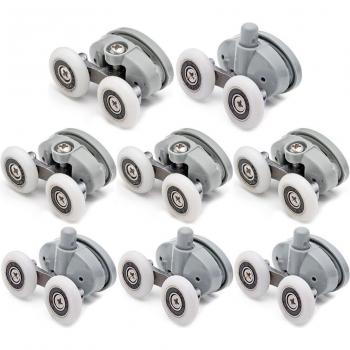 Ruedas de rodillos para puerta de vidrio, ducha doble, 23mm/25mm, 8 uds