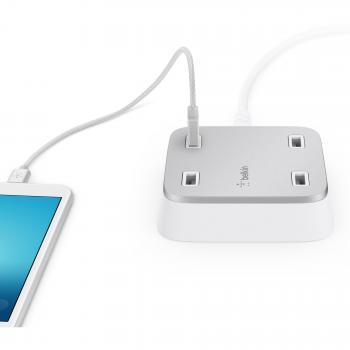 4‑Port White Belkin Rockstar Road Car Charger