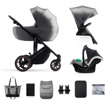 Kinderkraft Trio PRIME 2 Grigio Ombra Carrozzina Passeggino Ovetto I-Size Mink Pro