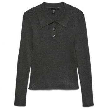 Vero Moda : Polo long en maille, gris chiné