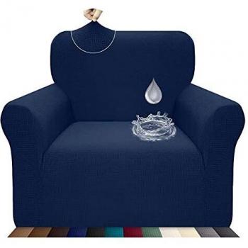 Luxurlife 1 Piece Waterproof Chair Cover for Living Room High Stretch Sofa Cover Slipcover Non Slip Furniture Protector for Kids Pets with Elastic Bottom
