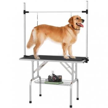Table de soin pour animaux PawHut, pliable, noire, dimensions 107x60x170 cm