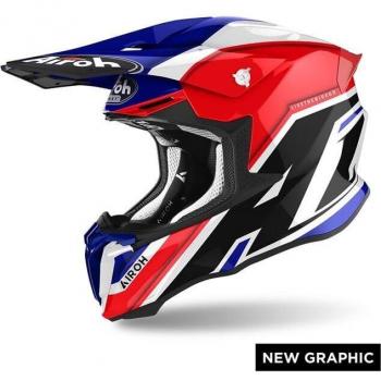 Casque de motocross Airoh Twist 2.0 Shaken Bleu XS