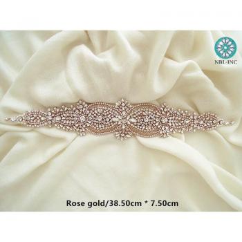 Rhineston Kristall-Hochzeitsgürtel in Gold – Brautschärpe WDD0766