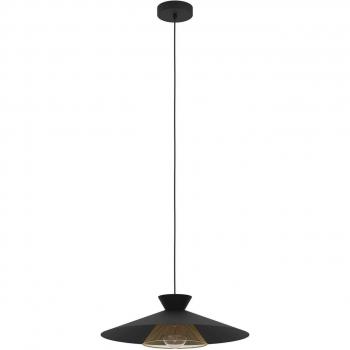 Pendelleuchte Grizedale Schwarz/Messing E27, 1-flammig, Ø 50 cm, Japandi-Design