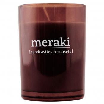 Bougie Meraki parfumée verre brun 35h Châteaux de sable & Couchers de soleil