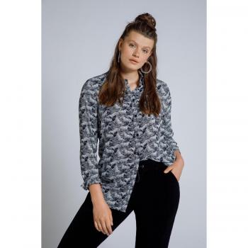 Camicia nera con zebre maniche lunghe colletto donna taglia 60/62