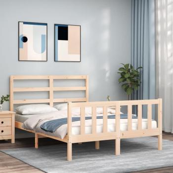 Estructura de cama de matrimonio con cabecero de madera