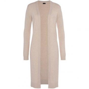 Laura Scott Langarm Strickjacke mit tiefer V‑Ausschnitt – beige