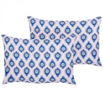 Set of 2 Water Resistant Garden Cushions Multicolour Polyester Peacock Pattern 40 x 60 cm Outdoor Decoration