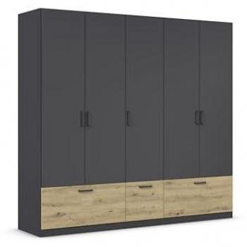 Rauch Drehtürenschrank »Bari«, mit Schubkästen und Metallgriff in Graumetallic