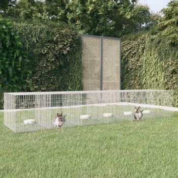 VidaXL JAULA PARA CONEJOS 6 PANELES HIERRO GALVANIZADO 327X79X54 CM