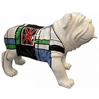 Sculpture Dog Carré Bleu Vert, Édition Drapeau Anglais – Luxe Contemporain