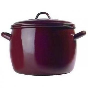 Olla esmalte marron bombeada 18 cm