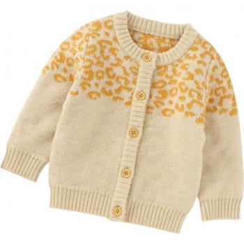 Button-Up Leopard Print Sweater for Baby Girls and Boys