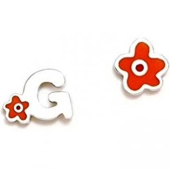 Pendientes Agatha Ruiz de la Prada inicial G corazón naranja plata Ley 925m