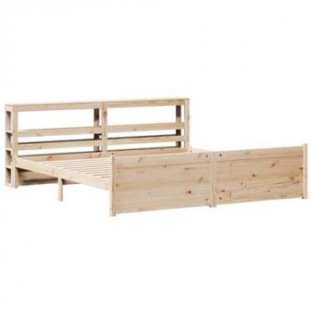 Mueble de Cama 200x200 con Cabecero en Madera de Pino