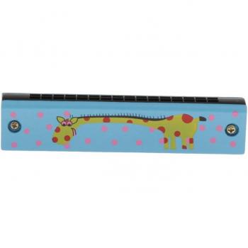 Mini Giraffe Pattern Wooden Harmonica 16 Holes