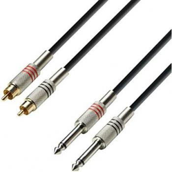 Cable RCA 2x2 JACK 6,3 Mono 3m Adam Hall Performance Audio