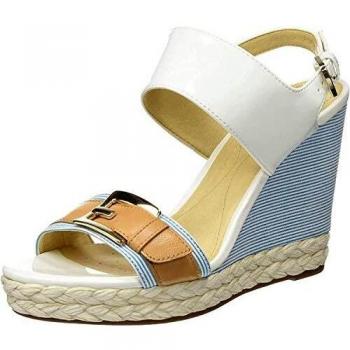 Women's Geox Donna Janira White Caramel Platform Footwear