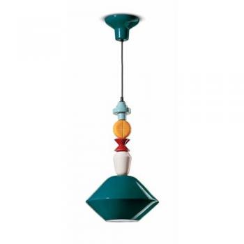 Decò lampada a sospensione Ferroluce Lariat C2510 – Verde Petrolio