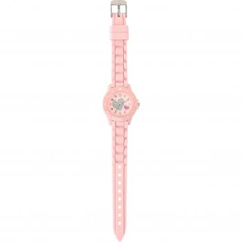 Women’s Fieldwork MKL2611‑2 Rose Pink Leather Analog Timepiece with Simple Floral Design