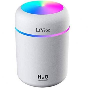Humidificateur Portable LtYioe, Mini Ultrasonique, 2 Modes de Brume, Arrêt Automatique, Veilleuse Colorée, USB