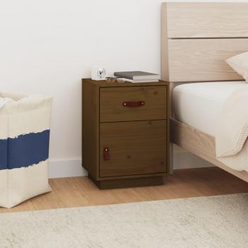 Pine Solid Wood Bedside Cabinet 40x34x55 cm Honey Brown Vidaxl