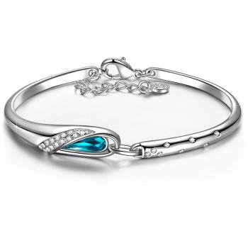 Moonlit Elegance Blue Crystal Swaro Bangle for Her