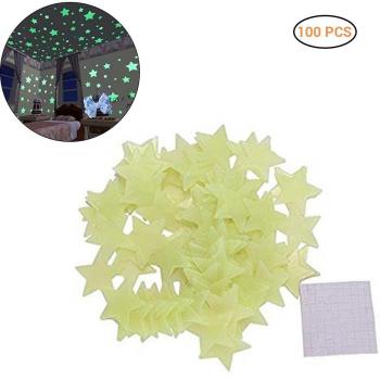 Estrellas Brillantes en la Oscuridad, Pegatinas Fluorescentes 3D para Paredes, 100 Uds., Perfectas para Decorar Habitaciones de Niños