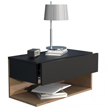 Table de nuit Usal Noir Jardin – dimensions 60 x 30 x 32 cm avec tiroir mural