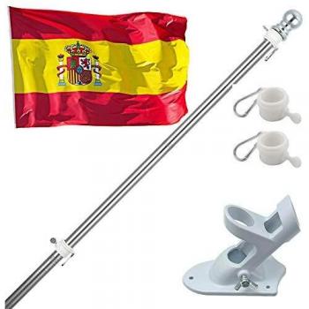 Kit Bandiera Spagnola 150 cm: Asta Aluminio, Staffa Acciaio Inossidabile