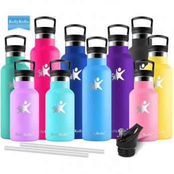 Bouteille isotherme KollyKolla pour enfant en acier inoxydable (500ml, bleu clair)