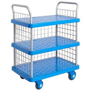 Proplaz Super Silent 300kg Capacity Three Tier Trolley with Mesh Sides and Ends