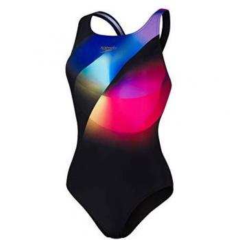 Speedo Bañador Powerback Placement Digital negro azul rosa