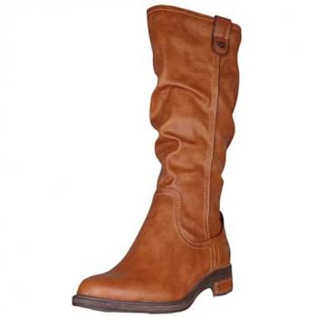 Langschaft Winterstiefel Mustang Shoes – Colognac Braun – Slouchy‑Schaft – Blockabsatz – Damenmodell
